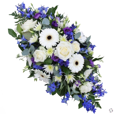 blue-purple-white-double-ended-open-ended-spray-funeral-flowers-tribute-delivered-strood-rochester-medway-kent