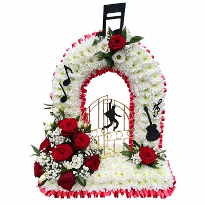 elvis-rock-and-roll-gates-of-heaven-pearly-funeral-flowers-tribute-delivered-strood-rochester-medway-kent