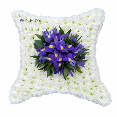 iris-cushion-wreath-funeral-flowers-tribute-delivered-strood-rochester-medway-kent