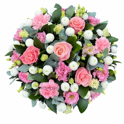 pink-white-loose-posy-pad-funeral-flowers-tribute-delivered-strood-rochester-medway-kent