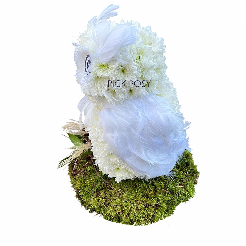 owl-snowy-white-funeral-flowers-tribute-wreath-delivered-strood-rochester-medway-kent