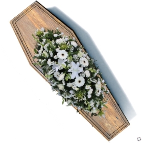 White Coffin Funeral Spray