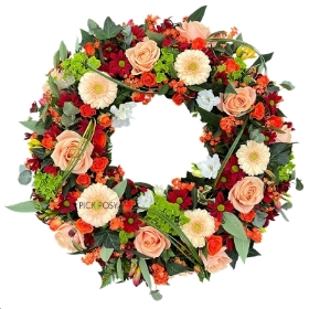 autumn-autumnal-wreath-ring-circle-of-life-funeral-flowers-tribute-delivered-strood-rochester-medway-kent