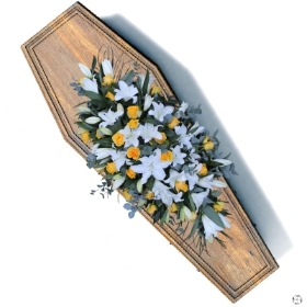 Rose & Lily Coffin Funeral Spray