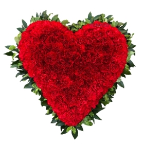 Red Carnation Funeral Heart