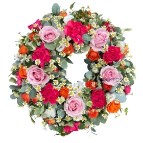 Cerise, Pink & Orange Wreath