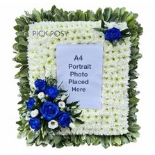 picture-frame-foliage-potrait-A4-photo-flowers-funeral-tribute-wreath-delivered-strood-rochester-medway-kent