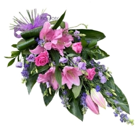 pink-purple-lily-roses-tied-sheaf-funeral-flowers-tribute-delivered-strood-rochester-medway