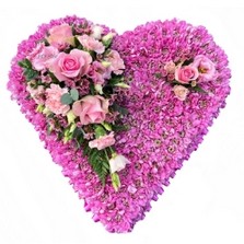 pink-base-heart-funeral-flowers-tribute-wreath-delivered-strood-rochester-medway-kent