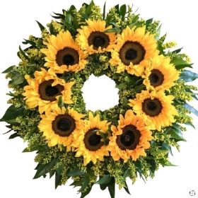 sunflower-wreath-ring-circle-of-life-funeral-flowers-tribute-delivered-strood-rochester-medway-kent